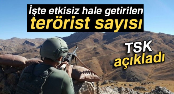 TSK: '1595 terörist etkisiz hale getirildi'